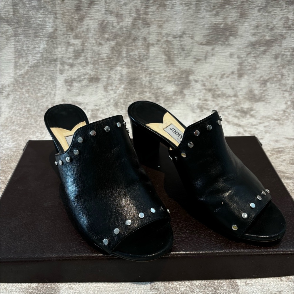 JIMMY CHOO
Myla Studded Leather Slide Sandal 36.5